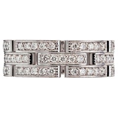 Cartier 18K White Gold Maillon Panthere Three Diamond Row Ring