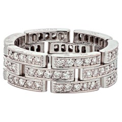 Anillo Cartier Maillon Panthere de oro blanco de 18 quilates con tres hileras de diamantes