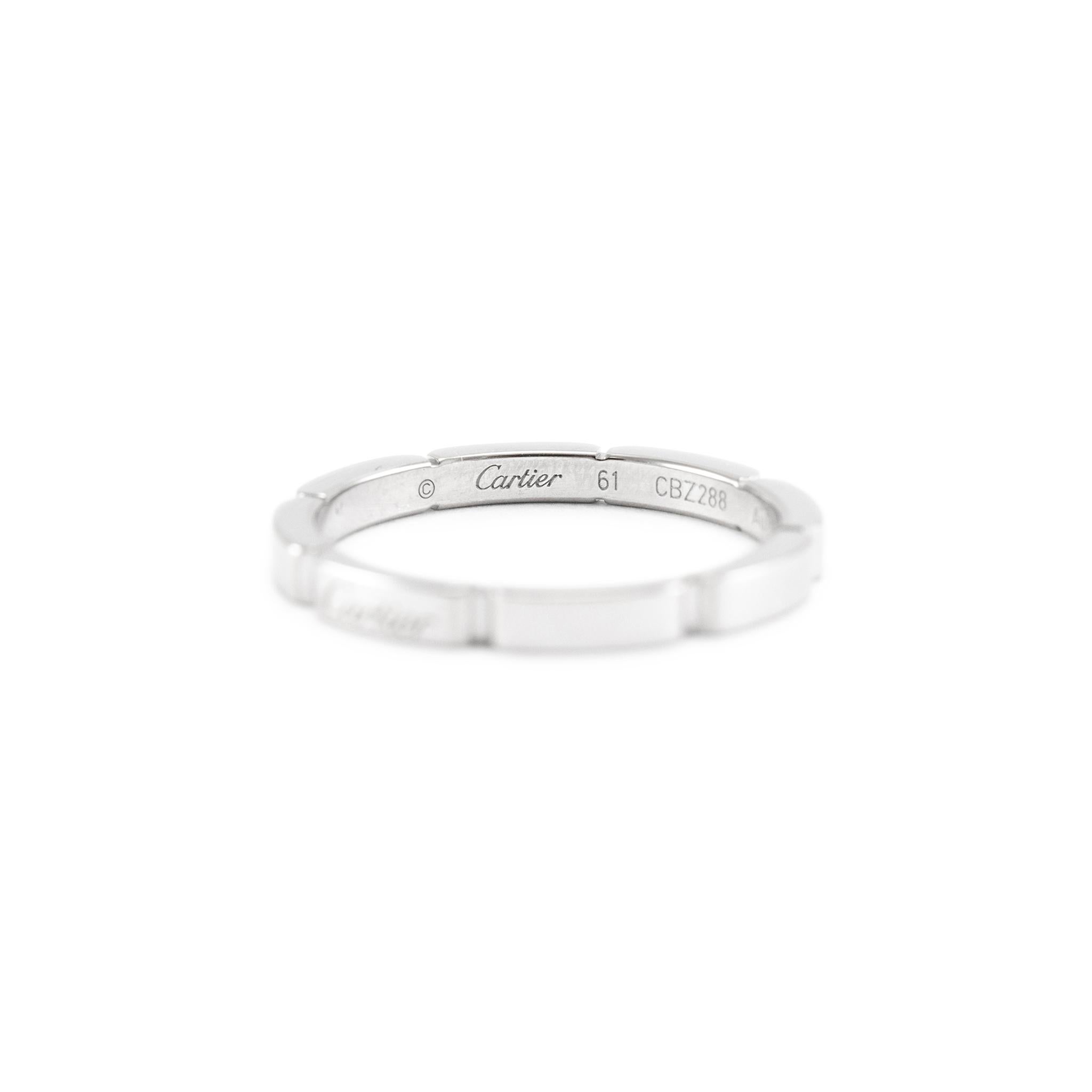 Cartier 18K White Gold Maillon Panthere Wedding Band Ring In Excellent Condition In Houston, TX