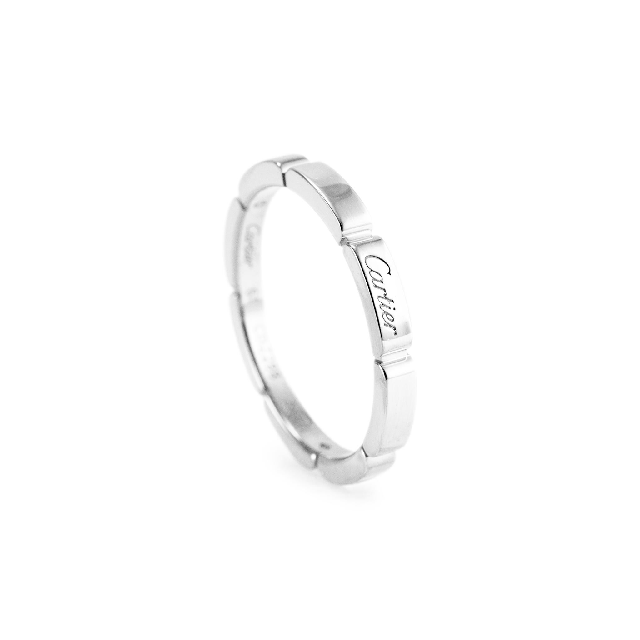 Men's Cartier 18K White Gold Maillon Panthere Wedding Band Ring
