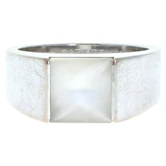 Cartier: 18 Karat Weißgold Mondstein-Tankstein-Ring 12,6 g