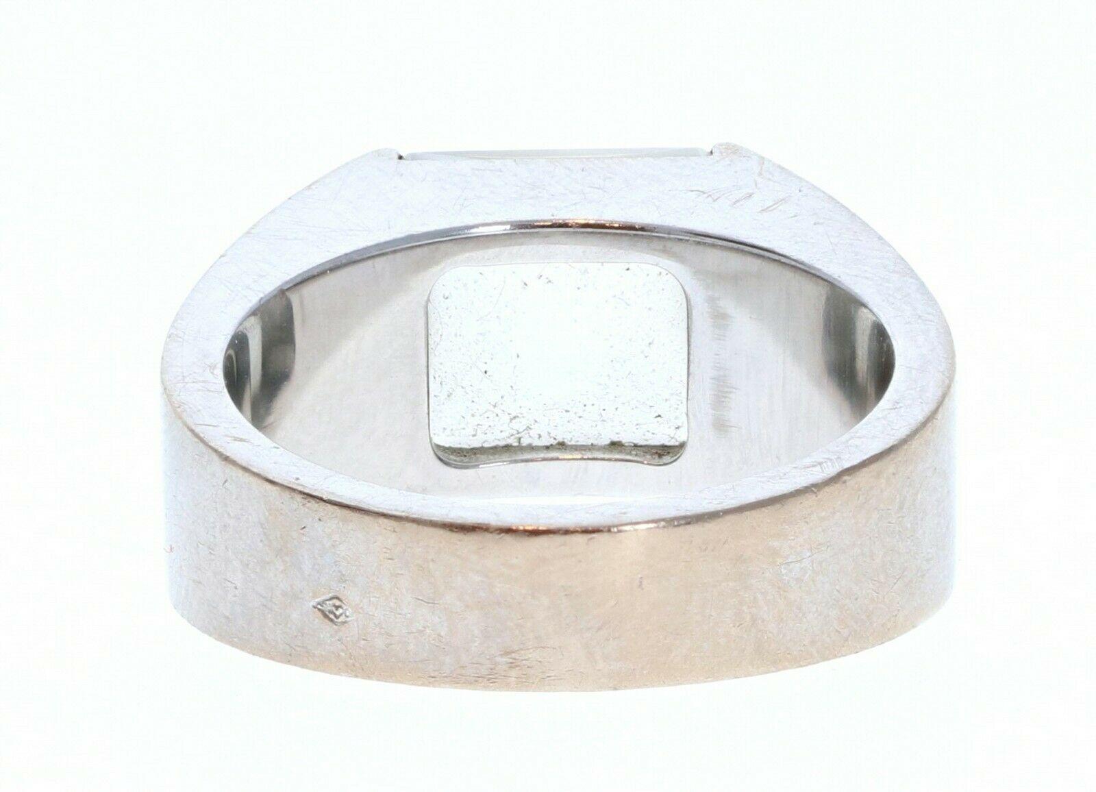 Square Cut Cartier 18k White Gold Moonstone Tank Ring 12.6g For Sale