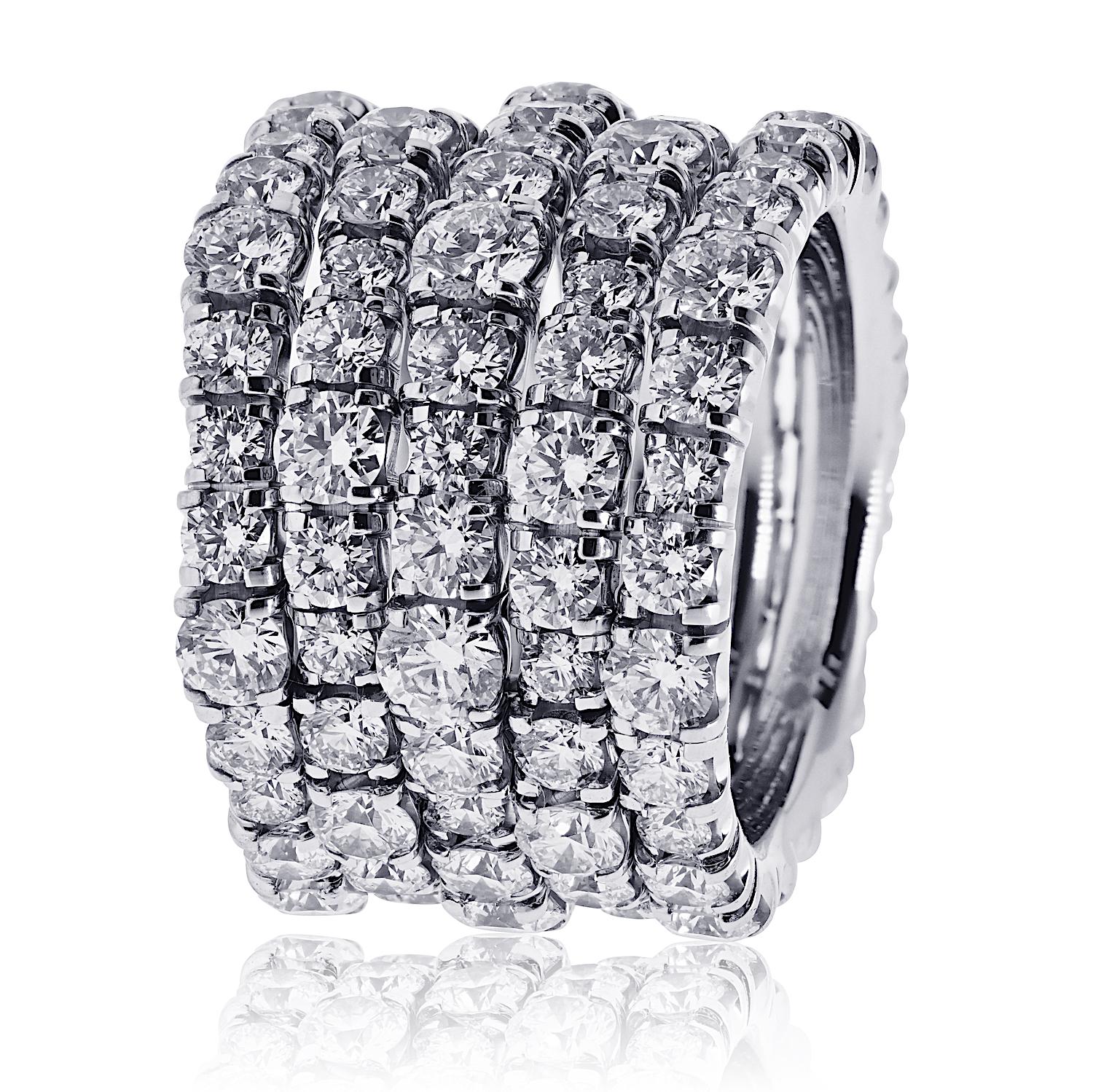 Moderno Anello Cartier Lignes Essentielles a più file in oro bianco 18 carati in vendita