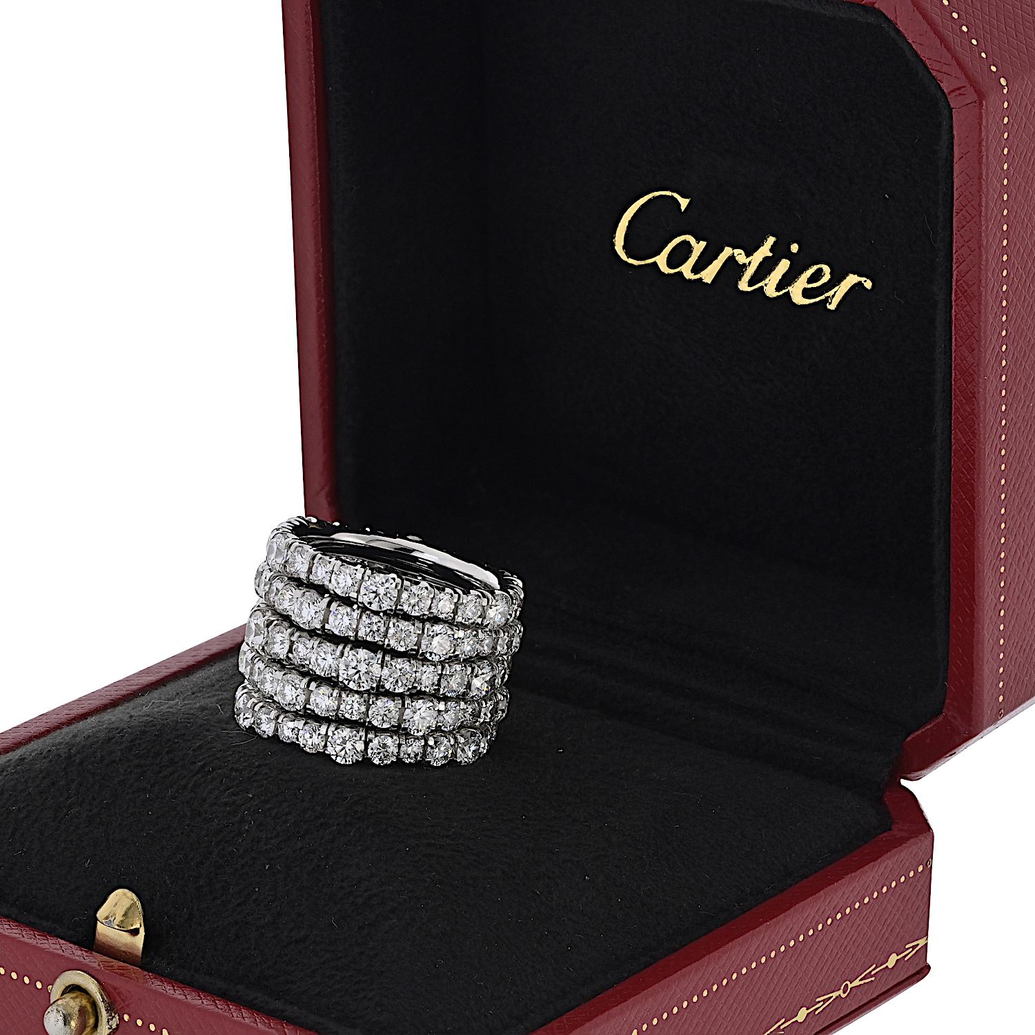 Anello Cartier Lignes Essentielles a più file in oro bianco 18 carati In condizioni ottime in vendita a New York, NY
