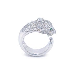 Cartier 18 Karat Gold Panthere Diamant mit Smaragd Augen und Onyx Nasenring