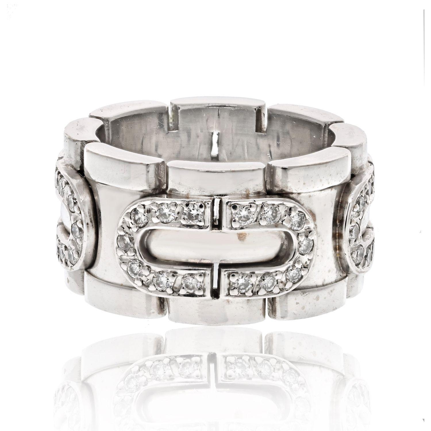 Donna Anello Panthere Maillon con diamanti Cartier in oro bianco 18 carati in vendita