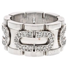 Vintage Cartier 18K White Gold Panthere Maillon Diamond Ring