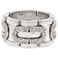 Cartier, bague panthère maillon en or blanc 18 carats et diamants