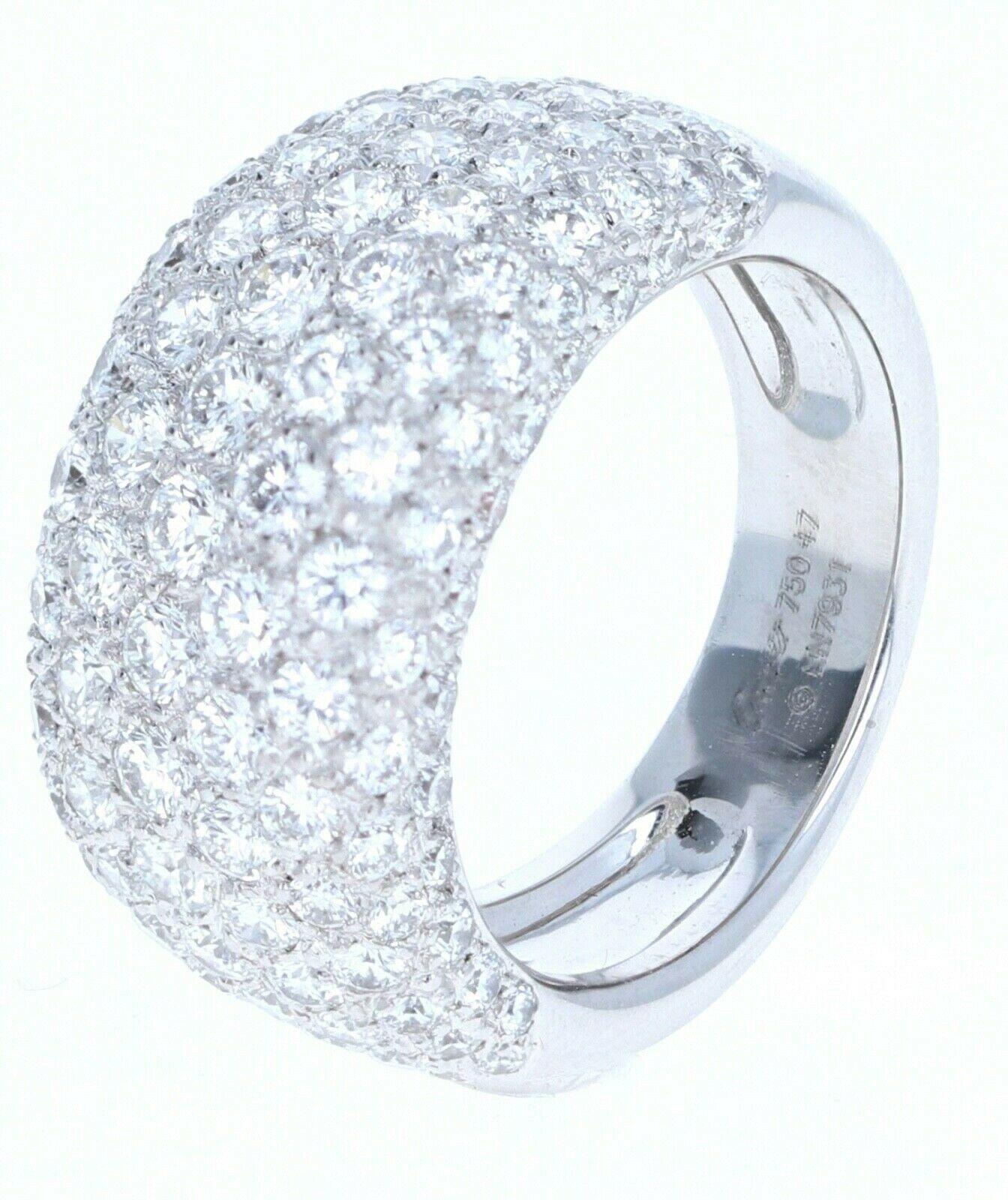 Cartier 18 Karat White Gold and Pave Diamond Bombe Ring 2.20 Carat 9.5g In Good Condition In Beverly Hills, CA