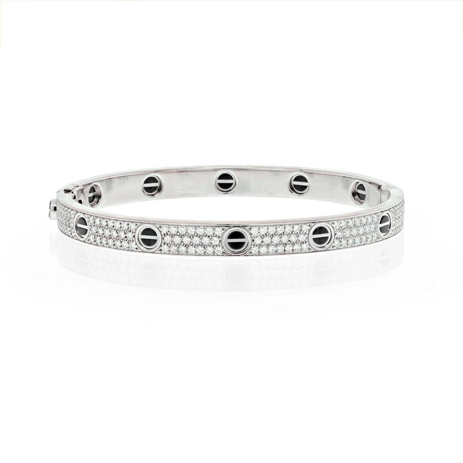  Cartier Bracelet d'amour en or blanc 18 carats avec diamants pavés Pour femmes 
