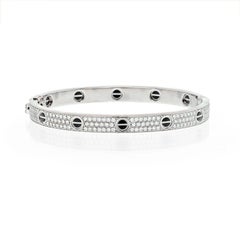 Cartier 18K White Gold Pave Diamond Ceramic Love Bracelet