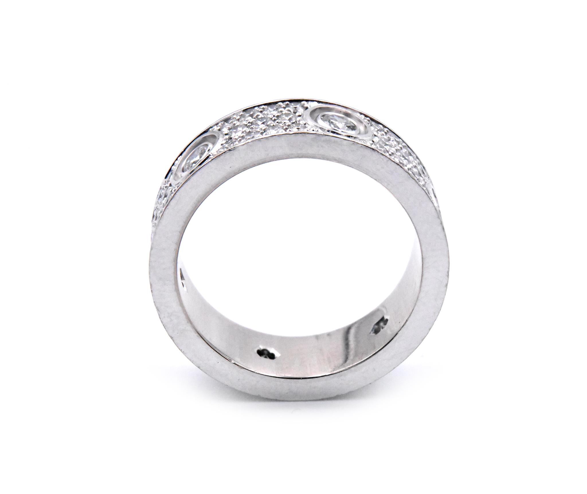 Cartier 18 Karat White Gold Pave Diamond Love Ring In Excellent Condition In Scottsdale, AZ