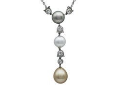 Cartier 18K White Gold Pearl & Diamond Necklace