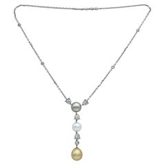 Cartier 18K White Gold Pearl & Diamond Necklace