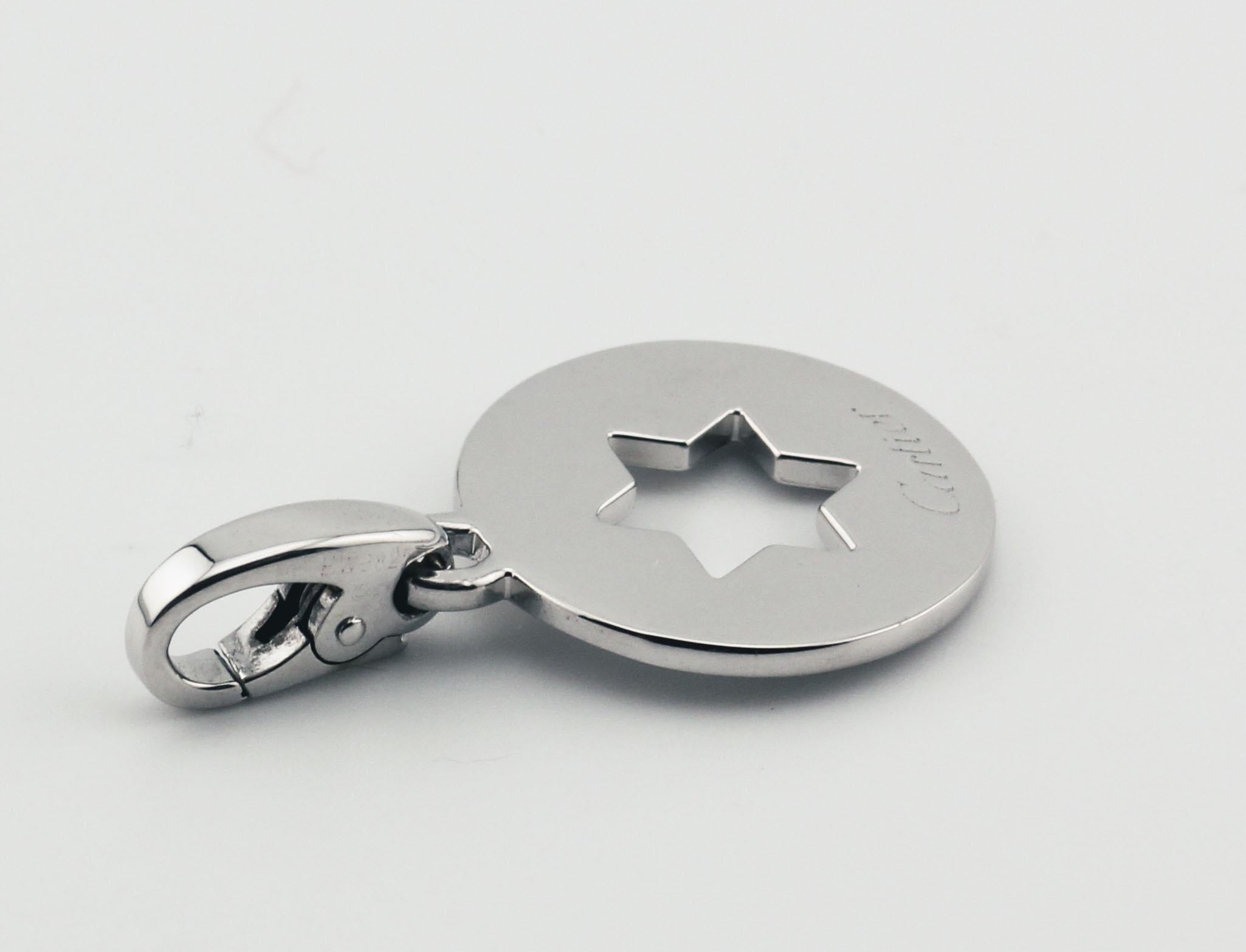 Women's or Men's Cartier 18K White Gold Star of David Charm Pendant