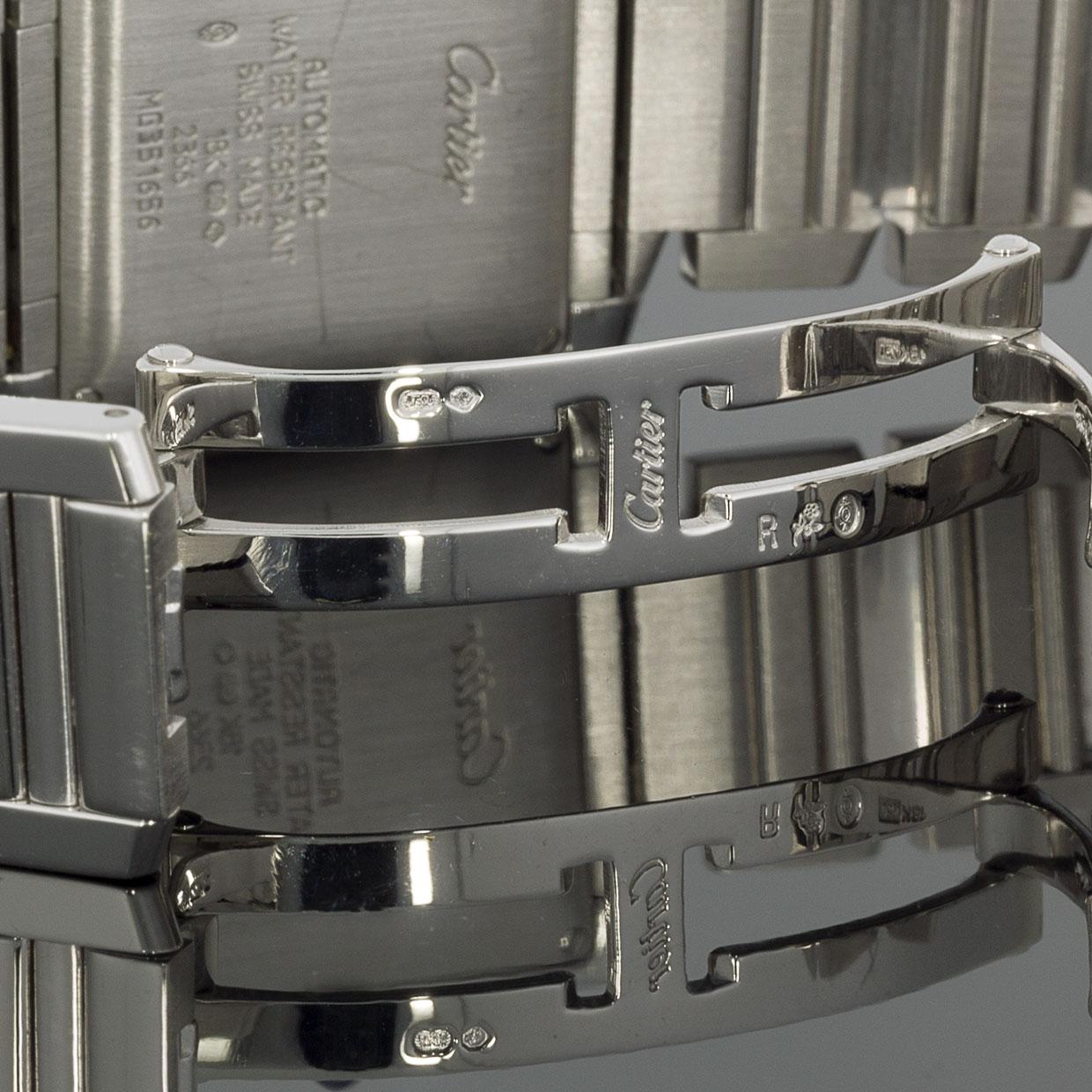 Women's or Men's Cartier 18K White Gold Tank Francaise Automatic Wristwatch Ref 2366 Large Model