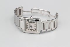 Cartier 18 Karat White Gold Tank Francaise Date Midsize Wristwatch