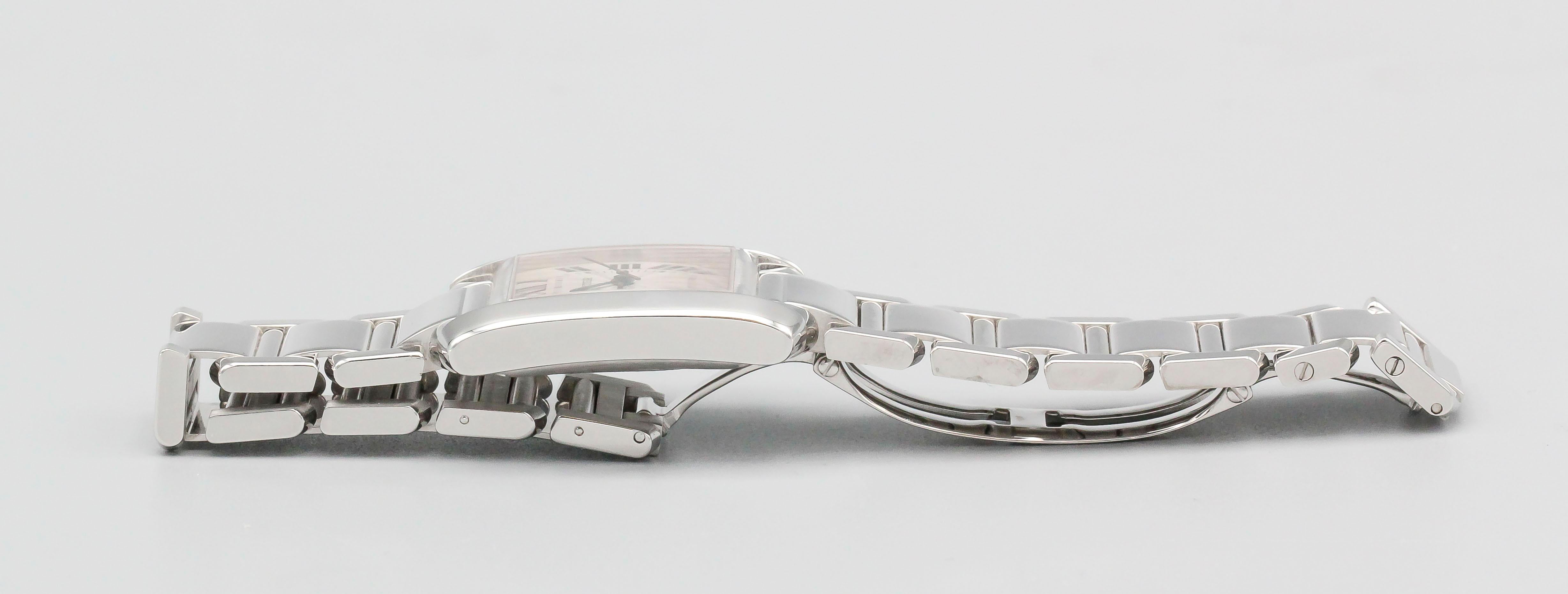 Cartier 18 Karat White Gold Tank Francaise Date Midsize Wristwatch 2