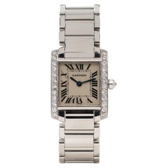 Cartier 18k. White Gold Tank Francaise Ladies Wristwatch, 1990 - 1999