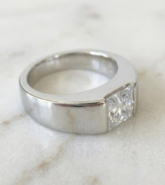 Cartier 18k White Gold Tank Moonstone Ring