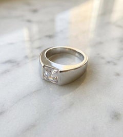 Cartier 18k White Gold Tank Moonstone Ring