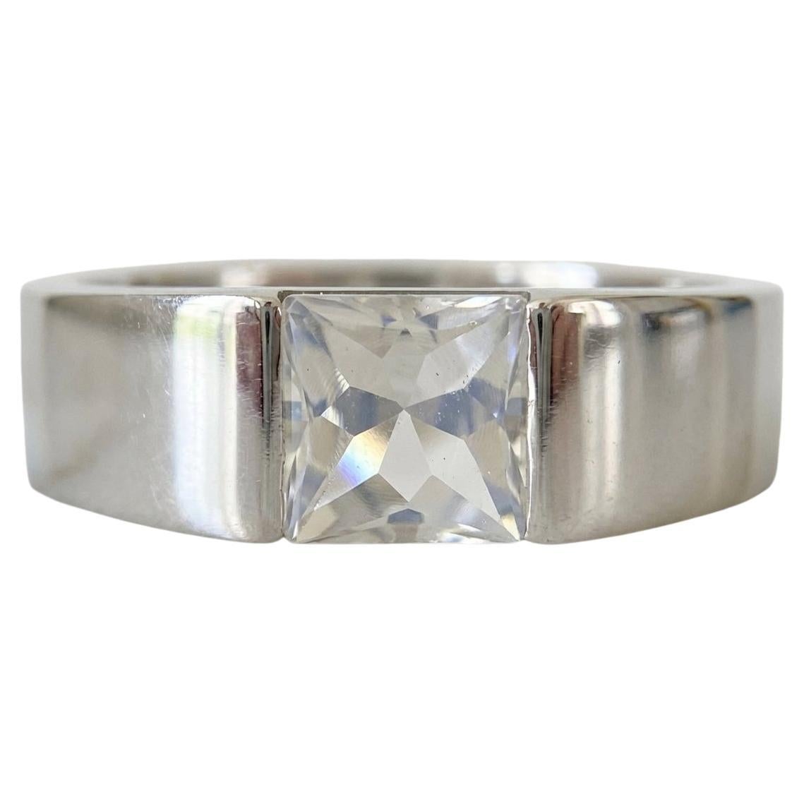 Cartier 18k Weißgold Tank Mondstein Ring