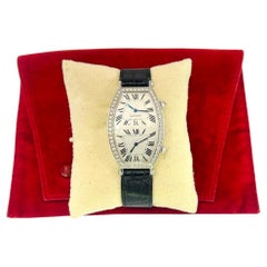 Cartier 18K White Gold Tonneau Dual-Time Diamond Watch