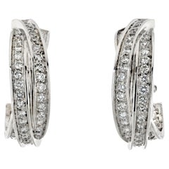 Cartier 18k White Gold Trinity Diamond Short Hoop Earrings