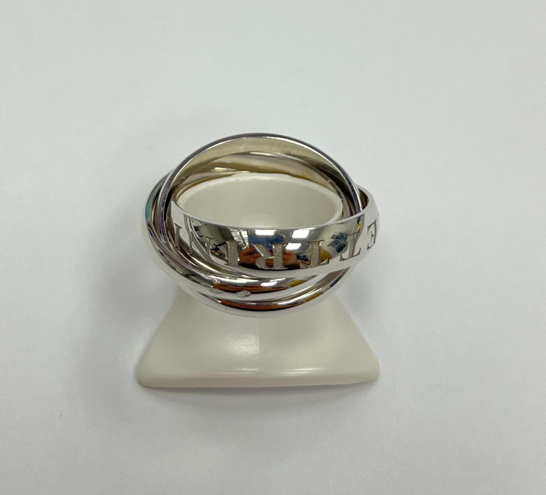 Modern Cartier 18K White Gold Trinity Rolling Ring