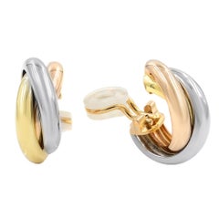 Cartier 18 Karat White, Rose and Yellow Gold Trinity Earrings