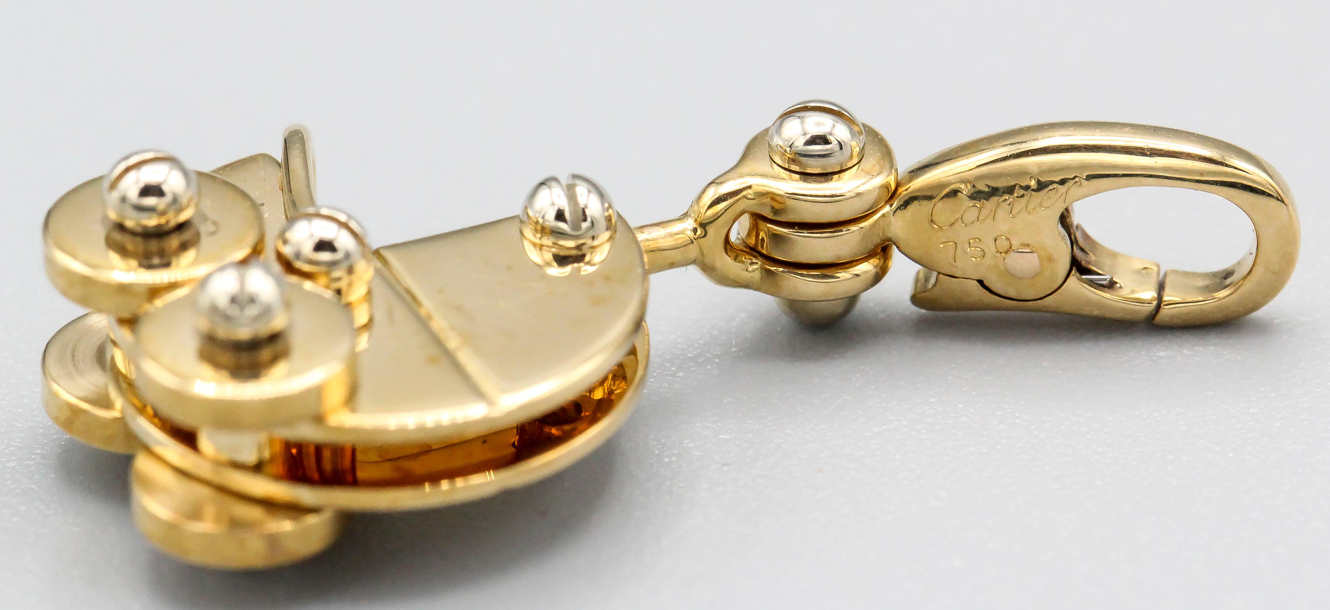 Cartier 18 Karat White and Yellow Gold Baby Carriage Charm Pendant In Good Condition In New York, NY
