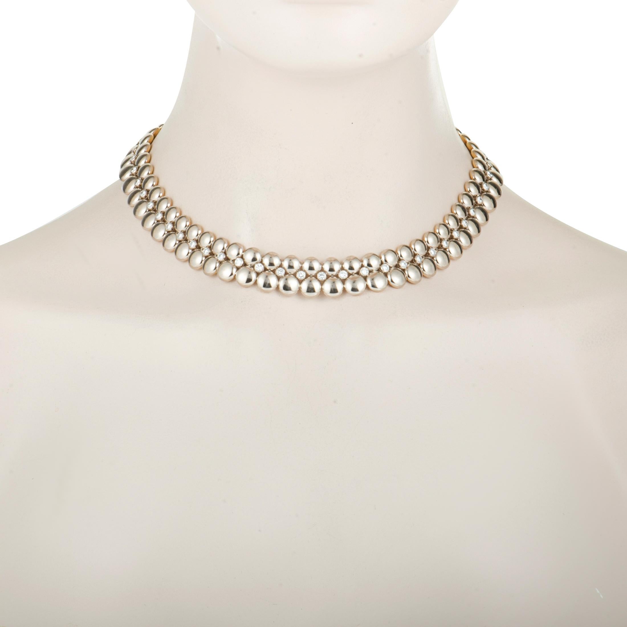 Women's Cartier 18K White & Yellow Gold Diamond 2-row Beaded Inside Out Collar Necklace