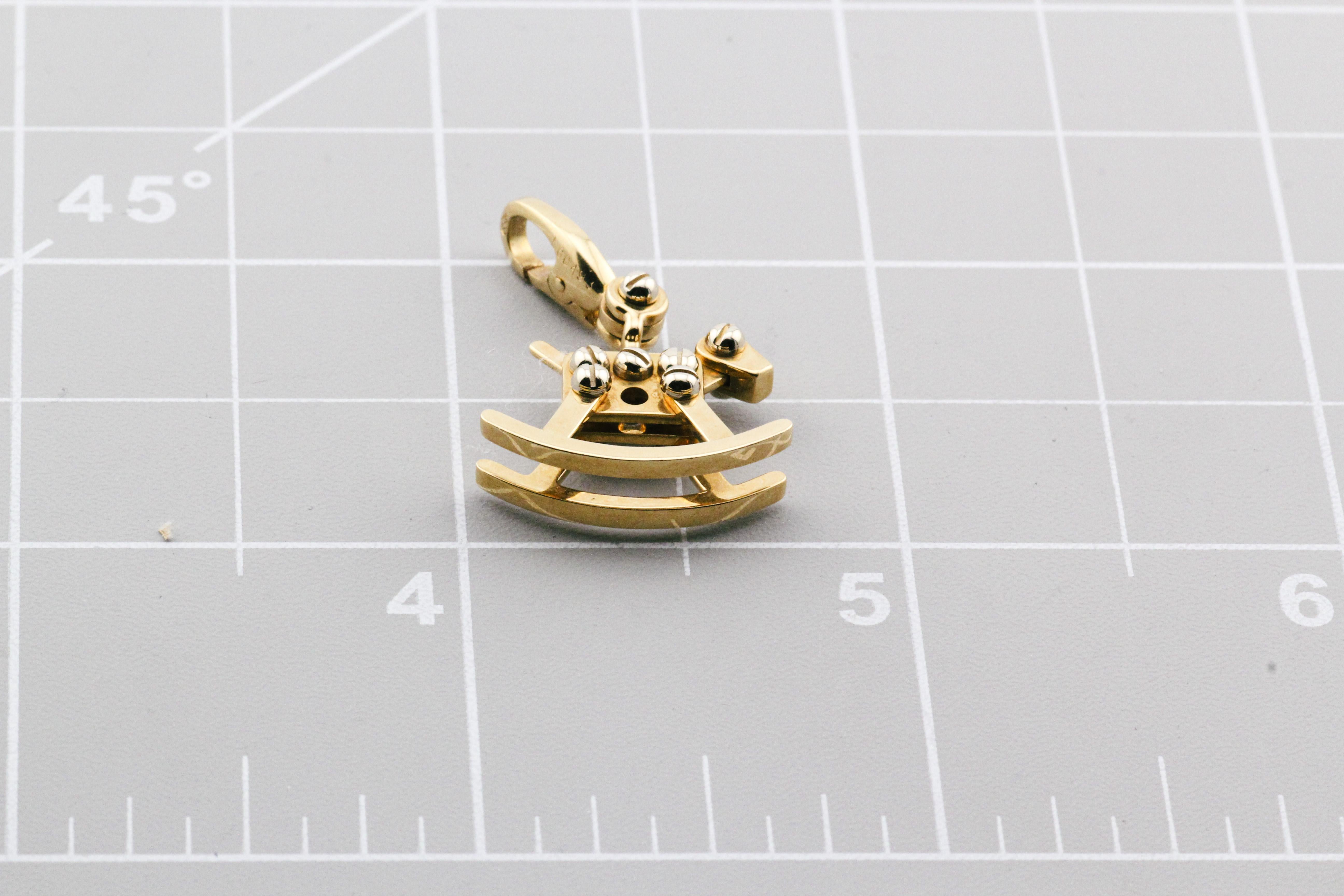 Cartier 18K White & Yellow Gold Rocking Horse Charm Pendant For Sale 4