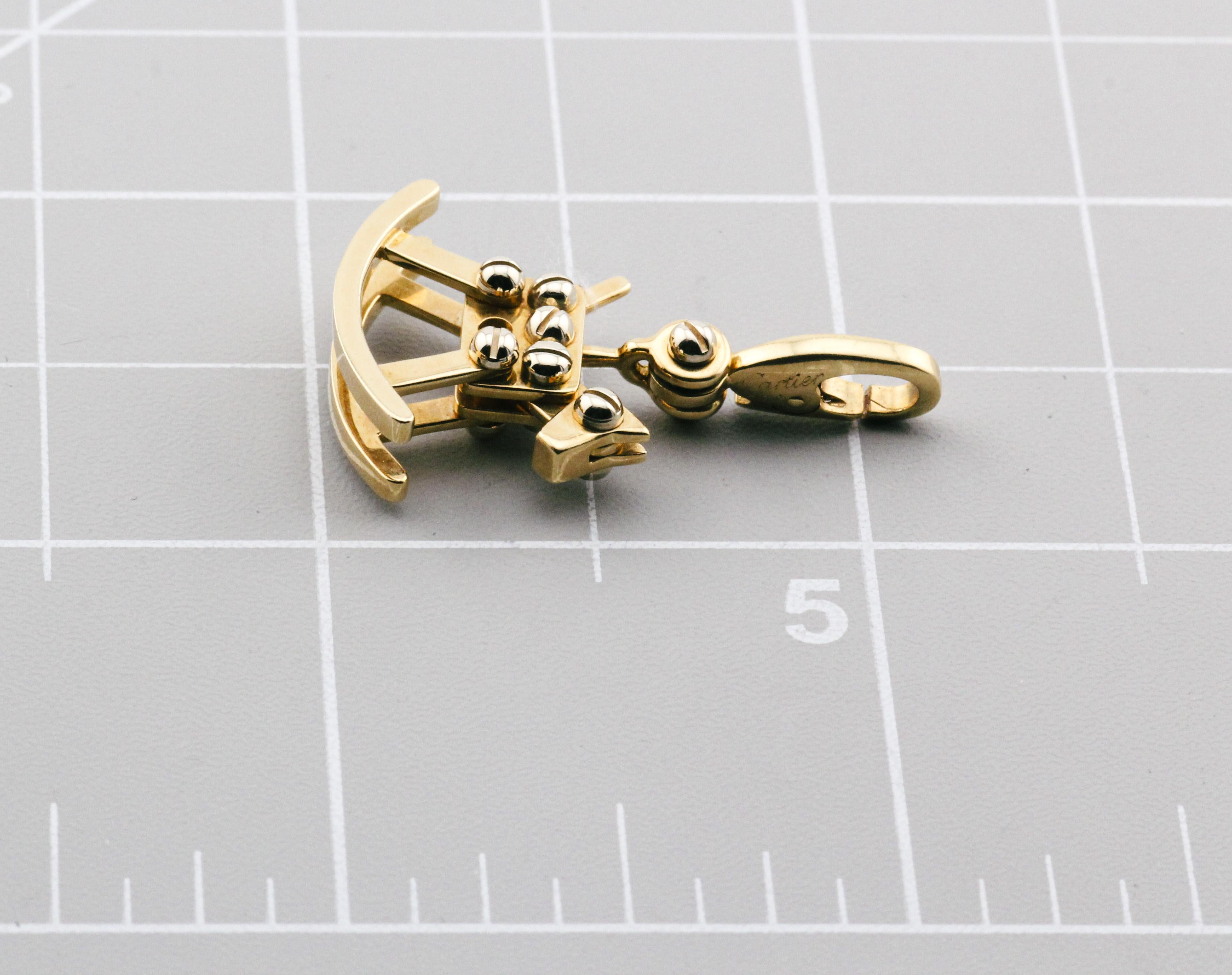 Cartier 18K White & Yellow Gold Rocking Horse Charm Pendant For Sale 5