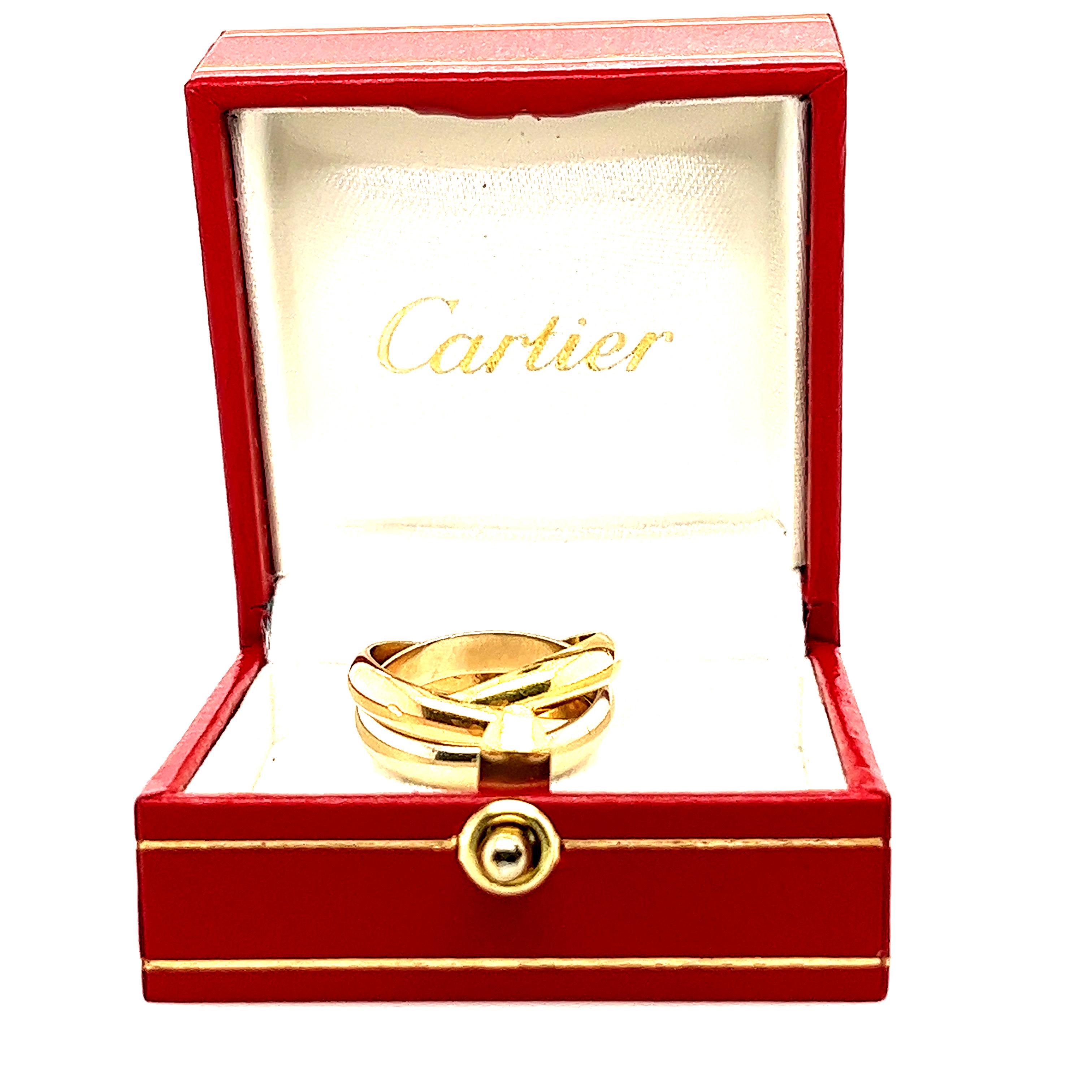 Women's or Men's Cartier 18k White, Yellow & Rose Gold Rolling Ring