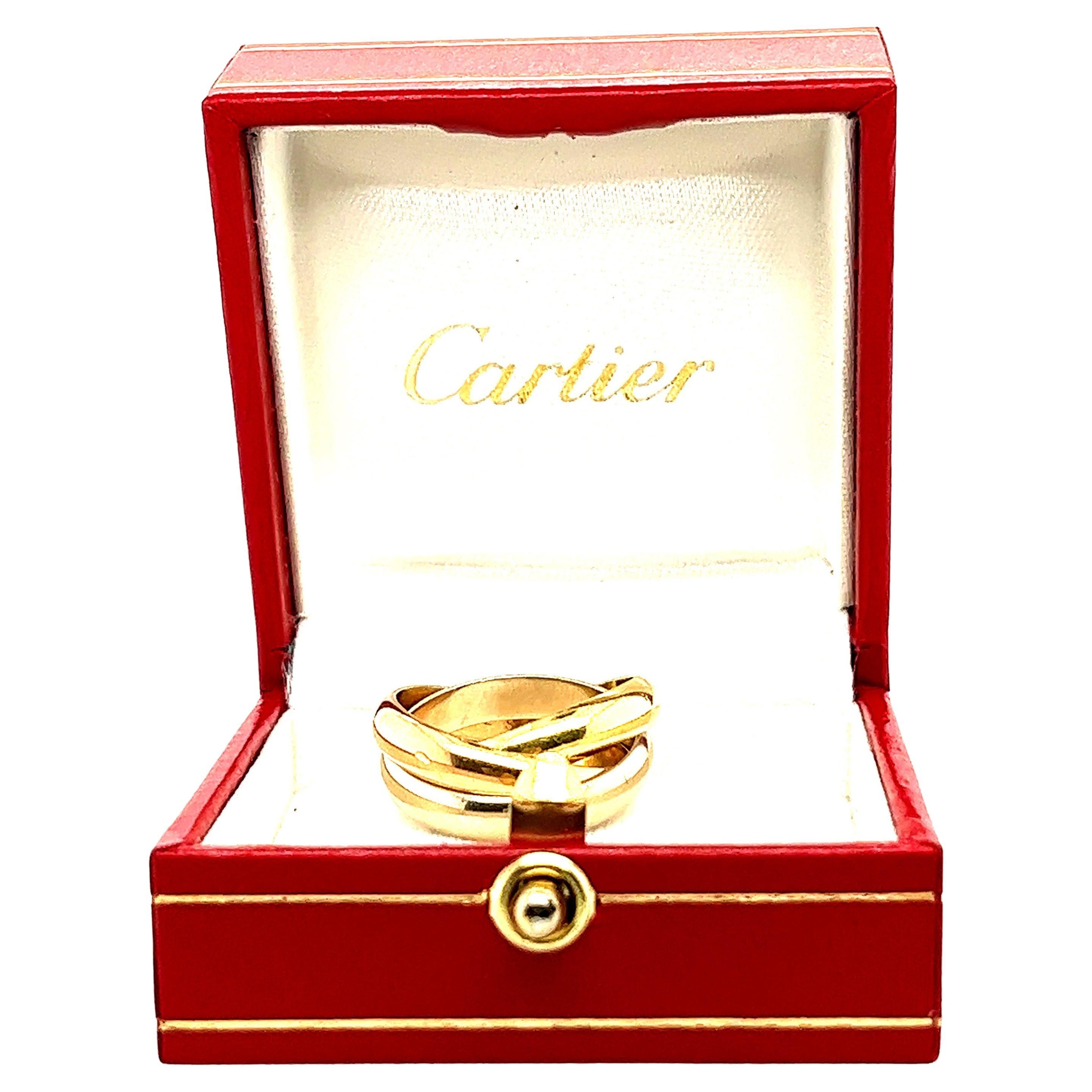 Cartier 18k White, Yellow & Rose Gold Rolling Ring
