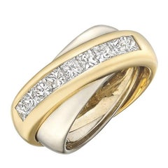 Cartier 18 Karat Yellow and White Gold Diamond Crossover Ring