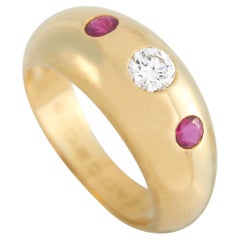 Cartier 18K Yellow Gold 0.30 ct Diamond and Ruby Ring