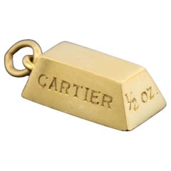 CARTIER 18k Yellow Gold 1/2 Oz Ingot Charm Pendant Vintage Circa 1970s