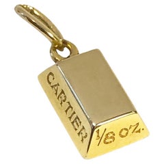 CARTIER 18k Yellow Gold 1/8 Oz Ingot Charm Pendant Vintage