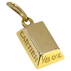 CARTIER Pendentif breloque vintage en or jaune 18 carats avec ingot 1/8 oz