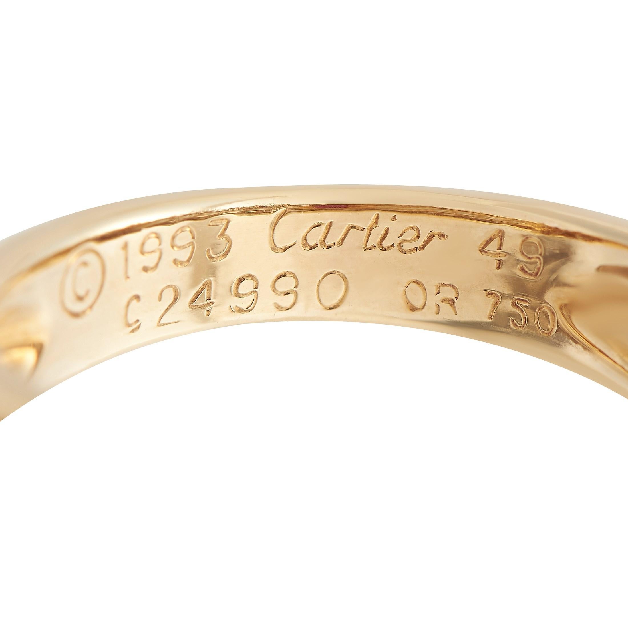 Cartier Ring aus 18 Karat Gelbgold mit 1,00 Karat Diamant und Rubin im Zustand „Hervorragend“ in Southampton, PA