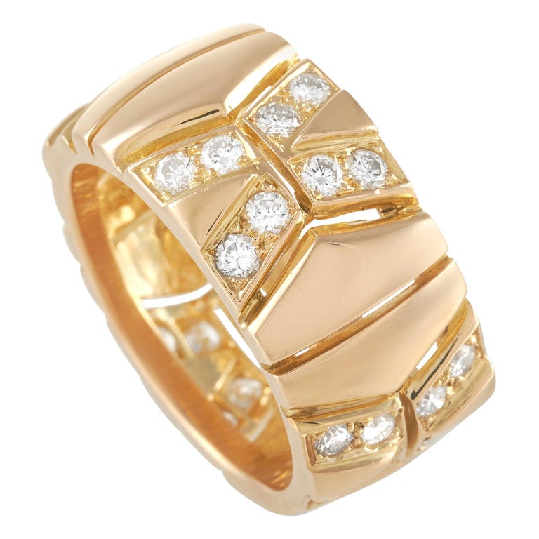 Cartier 18K Yellow Gold 1.00 ct Diamond Band Ring For Sale