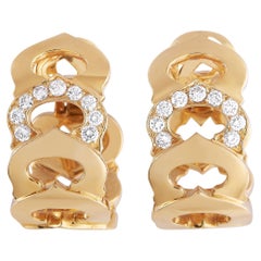 Cartier 18K Yellow Gold 1.00 Ct Diamond Clip-On Hoop Earrings