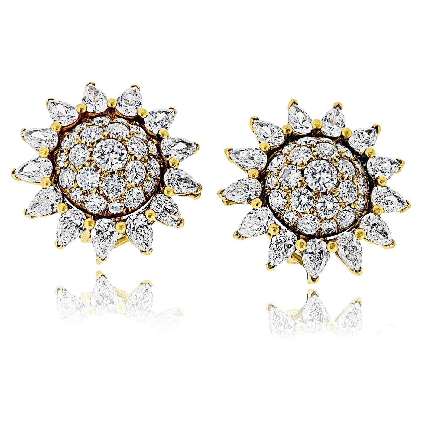 Pendientes Racimo de Diamantes Cartier de Oro Amarillo de 18 quilates de 10,00 ctw en venta