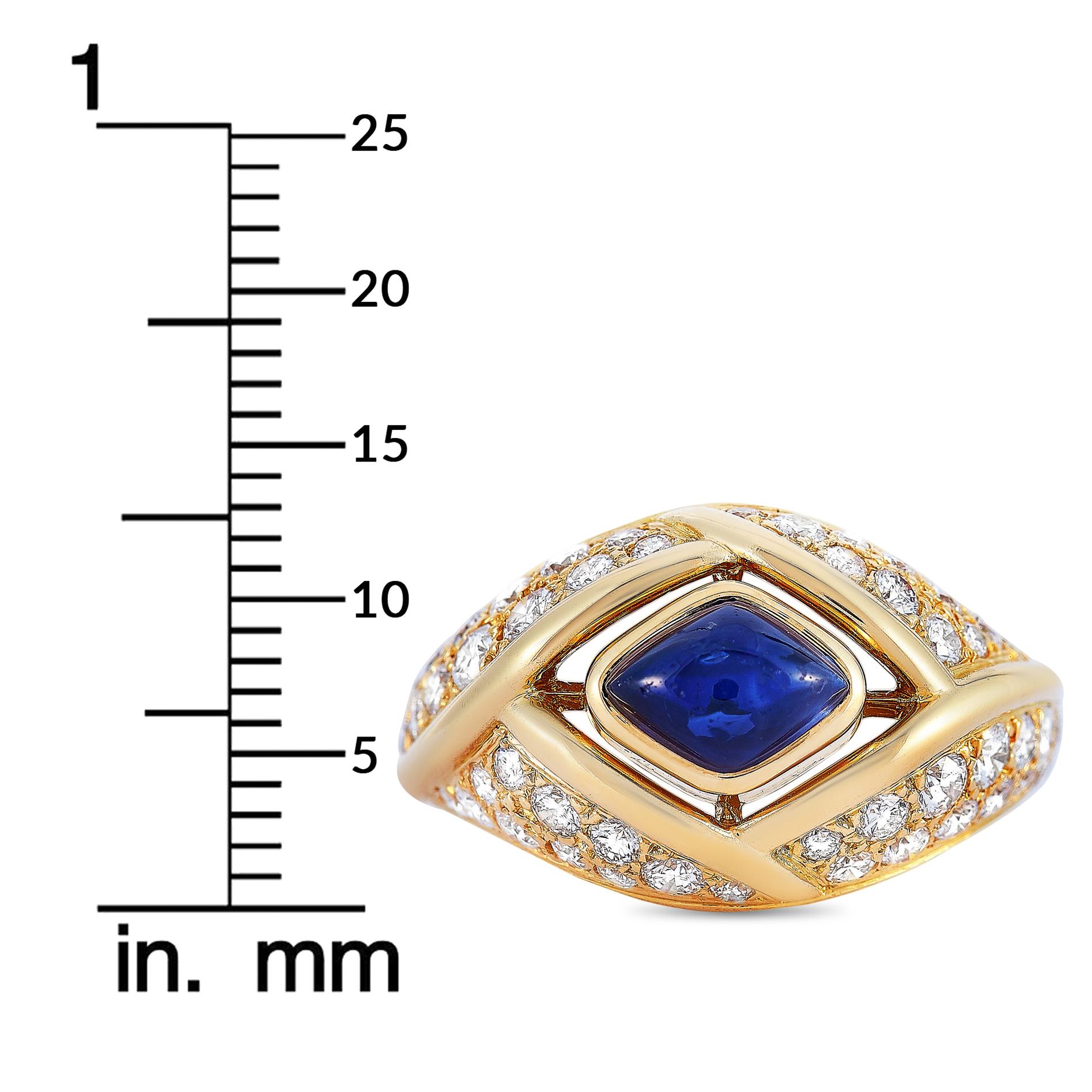 Cartier 18 Karat Yellow Gold 1.10 Carat Diamond and Sapphire Ring 2