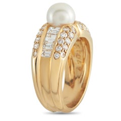 Cartier 18K Yellow Gold 1.10ct Diamond and Pearl Ring CA07-040926