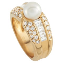 Cartier 18K Yellow Gold 1.10ct Diamond and Pearl Ring CA07-040926