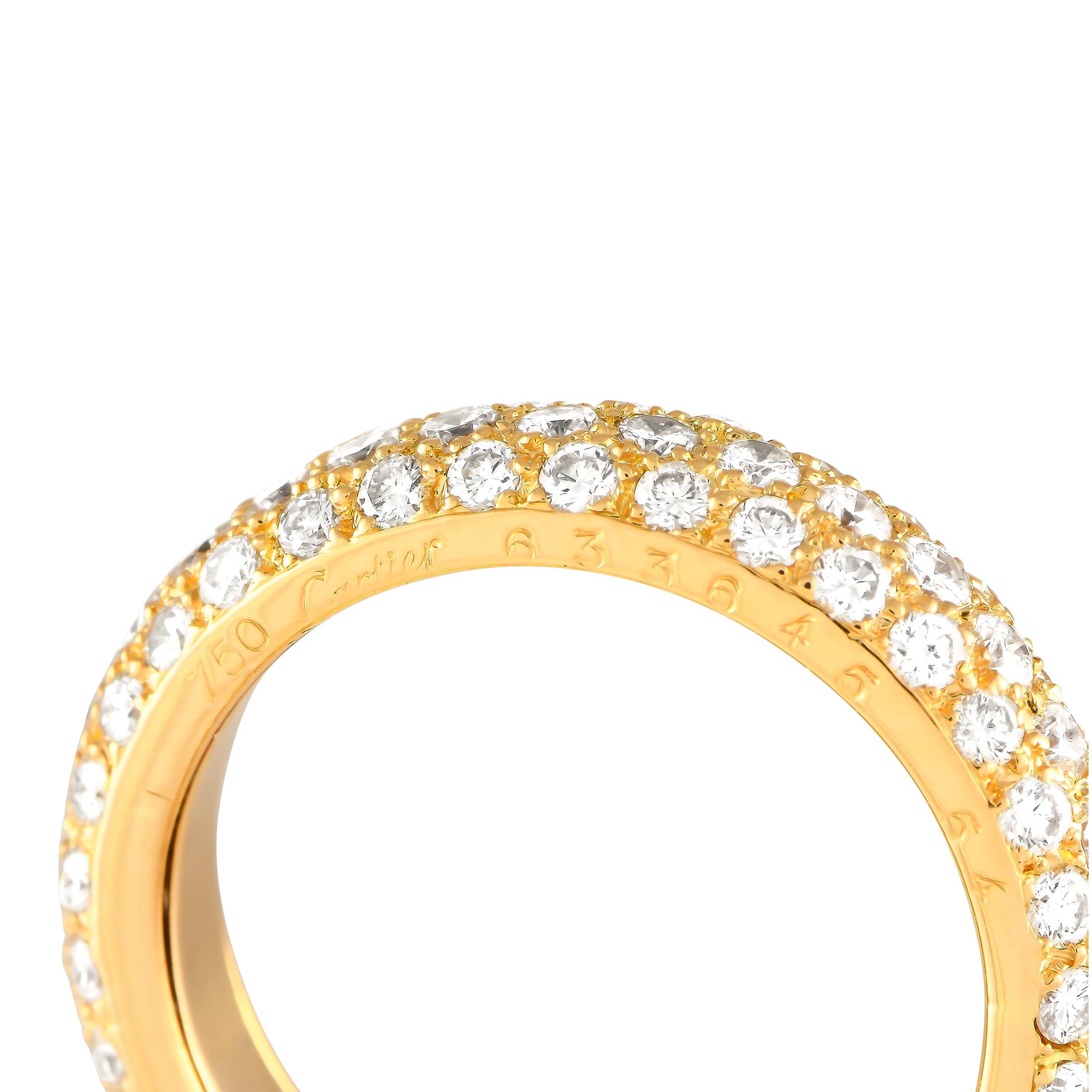 Cartier, bague jonc en or jaune 18 carats avec diamants 1,20 carat  Excellent état - En vente à Southampton, PA