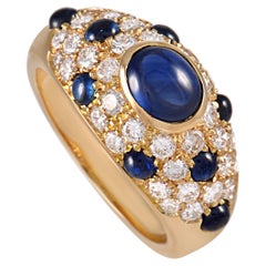 Cartier 18K Yellow Gold 1.25 Ct Diamond and Sapphire Ring